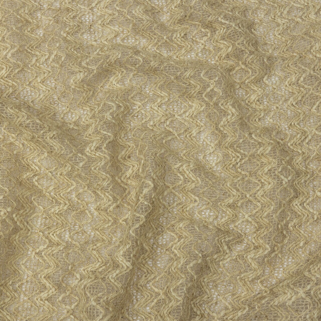1 Yard Natural Zig Zags and Diamonds Linen and Cotton Novelty Woven